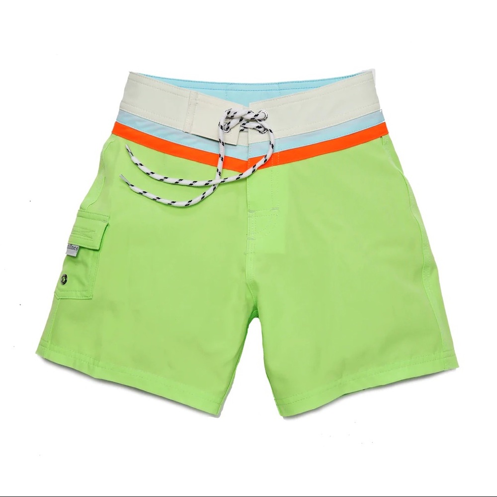 Boy's Bonfire Boardshort in Lime Green Eco Stretch - Size 10
